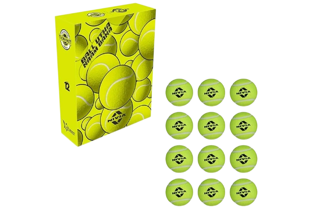 Nivia Heavy Tennis Ball Cricket Ball — Pack of 12, Yellow